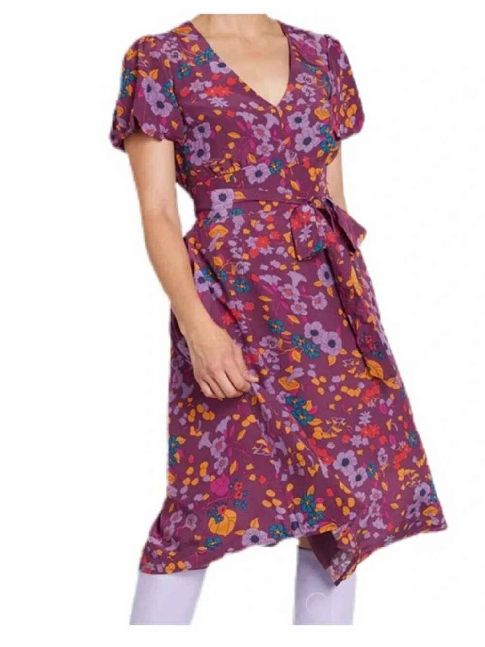 ModCloth The Sweetest Occasion Purple Floral & Mushroom Print Midi Dress Sz S